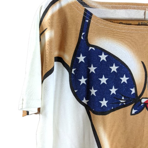 Vintage/Retro Body Dreams Bikini Body White T-Shirt Patriotic Flag Funny - Large - Picture 3 of 13